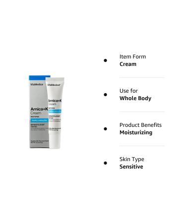 VitaMedica Arnica Cream 2 Pack - Arnica Montana + Vitamin K Oxide Bruise Cream for Sensitive Skin - Undereye Treatment with Vitamin C - 0.5 Ounce Each - Buy Online on GoSupps.com