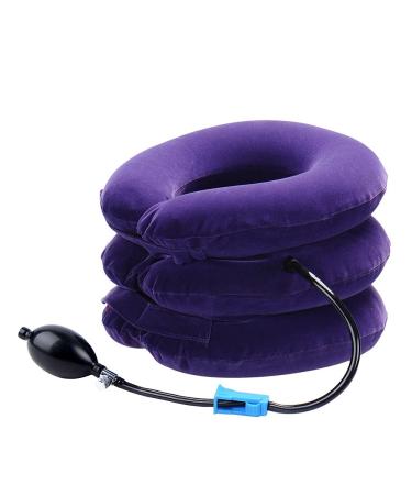 Cervical Neck Traction Device Inflatable Neck Stretcher, Easy to Use for Chronic Neck and Shoulder Pain Relief Traction Spine Alignment, Neck Cervical Brace Purple