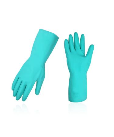 VGO ... 3 pairs Reusable household gloves dishwasher gloves kitchen cleaning gardening nitrile gloves latex -free waterproof (NT2141) L (3 pack) green NT2141