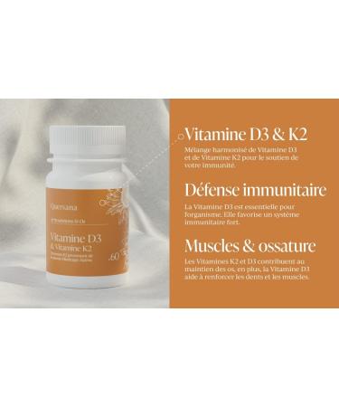 Vitamin D | Vitamin D3 | Vitamin K2 | High Concentration | 1000 IU | Immune System | Bone & Muscle | Quersana France | 60 Capsules | Ecological Bottle in Sugar Cane - Buy Online on GoSupps.com