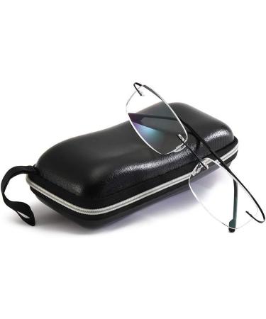 Super Light Rimless Titanium Reading Glasses for Men & Women - Stylish Black & Silver +1.50 - Buy Online on GoSupps.com