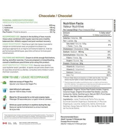 Raw Nutritional Vegan Pro Organic Plant Based Protein Powder | No Artificial Sweeteners | Non-GMO | Gluten-free | 20g Pea Protein Per Serving | 1LB (Chocolate) Chocolate 454.00 g (Pack of 1) - Buy Online on GoSupps.com