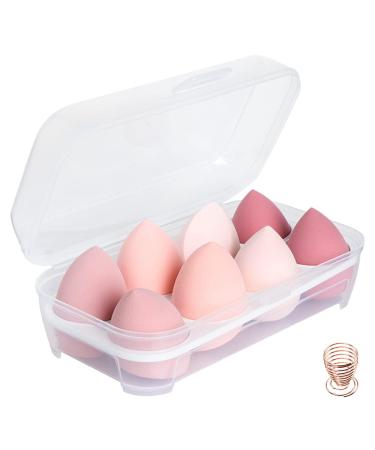 Qlarnaweer Beauty Blender Sponges 8 Pcs Makeup Sponges Blender Set with Egg Case and 1 Sponge Holder Pink Pink 9 Piece