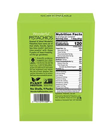 Wonderful Pistachios No Shells - Roasted & Salted Nuts 0.75oz (Pack of 9) | Healthy Snack - Buy Online on GoSupps.com