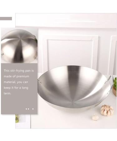 DELURA Japanese Wok Chinese Cooking Pot Kitchen Frying Pan Stainless Steel Pan Cooking Pan with Handle Frying Pan Wok Pan Stainless Steel Cooking Utensils (Color : Silver Size : 32X32CM) 32X32CM Silver - Buy Online on GoSupps.com