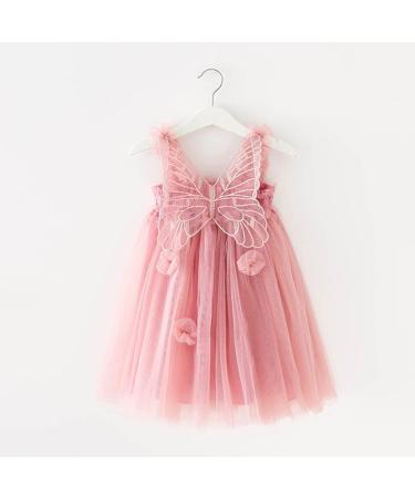 PythJooh Baby Girl Tulle Dress with Butterfly Wings | Toddler Princess Dress | 2-3 Years | Dusty Pink - Buy Online on GoSupps.com