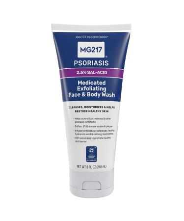 MG217 Medicated Exfoliating Face and Body Wash for Psoriasis Symptoms Salicylic Acid Hyaluronic Acid Niacinamide Ceramides 8 floz