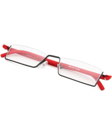 Kokobin Ultra-Light TR90 Reading Glasses - Half-Frame Metal Visual Aid with Case for Men & Women - +1.25 Diopters (Red) - Buy Online on GoSupps.com