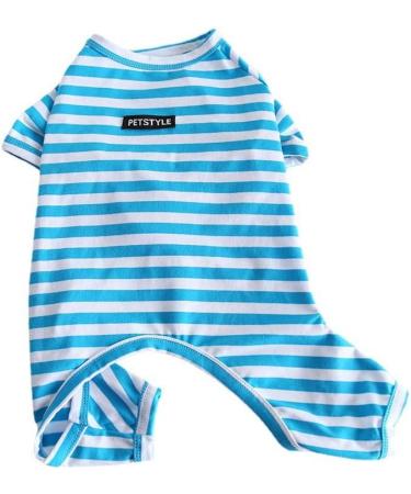 Bt Bear Fat Dog Clothing | Classic Striped Pajamas for Pugs French Bulldogs & Cats | Soft Cotton Overalls for Small & Medium Dogs (Blue L) - Buy Online on GoSupps.com