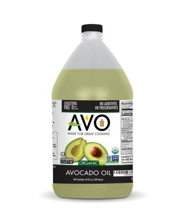 AVO ORGANIC 100% AVOCADO Oil Frying, Baking, Non-stick Sauting, Salads, Vinaigrette, Marinades, Pan Coating, General Cooking 64 Fl-oz (Half a Gallon), NO preservatives added, Naturally Processed - Buy Online on GoSupps.com