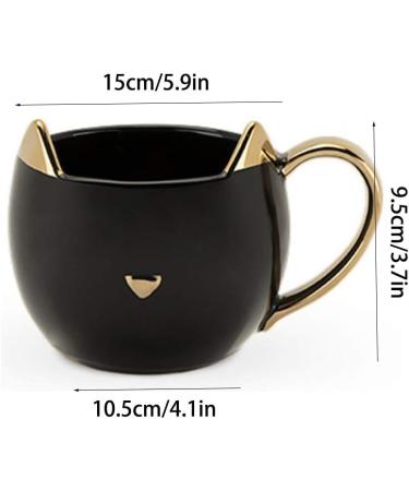 YJ 3D Cat Ear Ceramic Mug - Cute Cat Coffee Cup with Gold & Silver Handles | Perfect Gift for Cat Lovers | 2-Piece Set - Buy Online on GoSupps.com