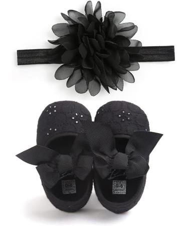 MACHSWON Baby Girls Mary Jane Flats with Bow-Knot | Anti-Slip Soft-Soled Princess Shoes | 6-12 Months, Black - Buy Online on GoSupps.com