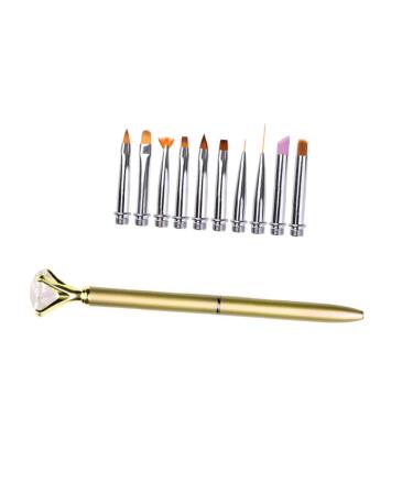 1 Set nail art brush nail painting brush nail art pen nail decoration brush nail pen nail drawng brush nail brush pen kit de manicura liner quartz 19.5*10cm Golden