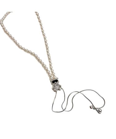 Oralgos Harajuku necklace with fashionable drawing pearls sunglasses bear follower for women and girls sweet cool jewelry 2023 metal