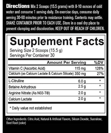 VASOBLITZ Dual Nitric Oxide Pre Workout - NO3T Arginine Nitrate, L-Citrulline, Betaine Anhydrous, Calcium Lactate - Caffeine Free for Muscular Endurance - 30 Serving (Rocket Pop) - Buy Online on GoSupps.com