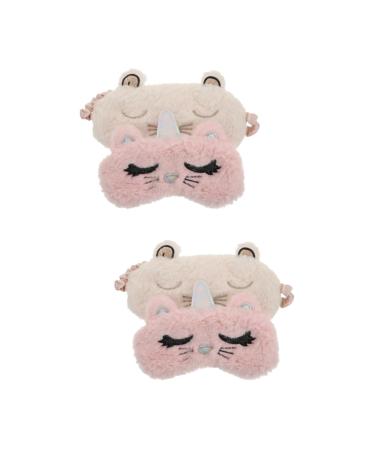 Mobestech 4 Pcs Cat Eye Mask Sleeping Eye Mask Satin Sleeping Face Mouth Cover Relief Eye Pillow Lovely Eye Mask Eye Cover Travel Eye Xmas Furry White Girl Men and Women Polyester Eye Shadow 1 Count (Pack of 1) Pink Whitex2pcs