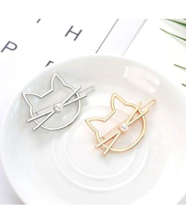 Lurrose 4pcs Cute Cat Hair Clips Metal Pearl Hollow Hair Pins Bobby Pins Hair Barrettes Hair Styling Pins for Women Girls Ladies - Buy Online on GoSupps.com