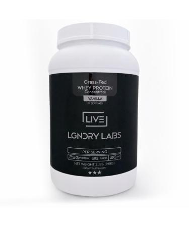 LIVE LGNDRY LABS Grass-Fed Vanilla Whey Protein Powder | Organic Non GMO No Soy and Gluten Free - 27 Servings | NSF Certified for Sport