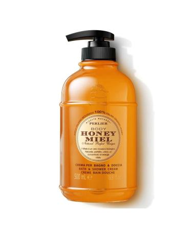 Perlier Sweet Honey Miel Shower & Bath Cream - Nourishing & Soothing Luxury Bath Cream Made With 100% Organic Italian Honey For Deep Moisturization And Hydration (16.9 Fluid Oz.) 500 ml (Pack of 1) Organic Honey