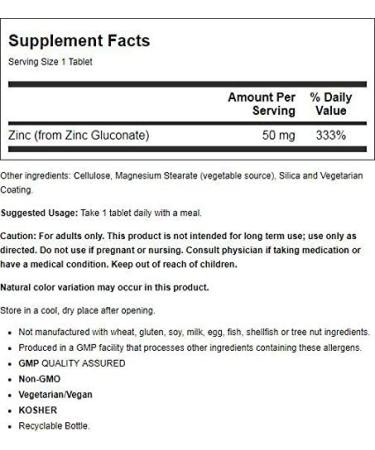 NOW Foods Zinc Gluconate 100 Tablets / 50mg - Buy Online on GoSupps.com