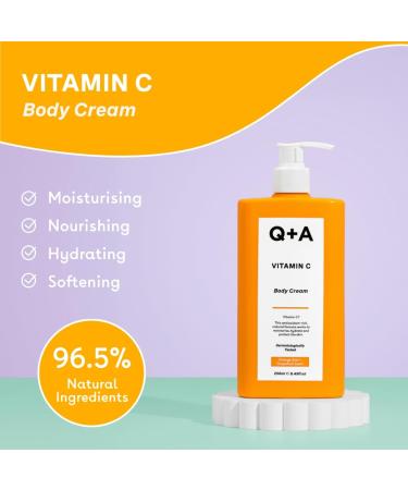Q+A Vitamin C Body Cream - Deep Moisturization Skin Brightening & Tone Evening - 250ml - Buy Online on GoSupps.com