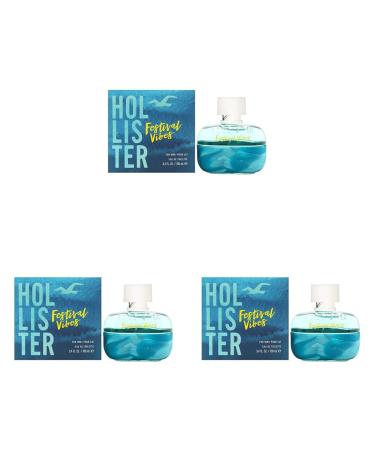 Hollister Festival Vibes Eau de Toilette Spray for Men 3.4 Ounce (Pack of 3) 3.4 Fl Oz (Pack of 3)