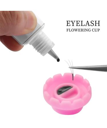 Volume Eyelashes Extensions Fan Blossom Cups | 100pcs Pink Ring Glue Holder & Lash Organizer Supplies - Buy Online on GoSupps.com