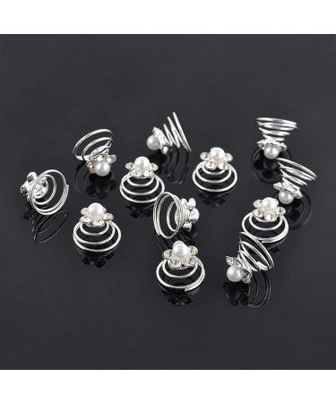 24 Pcs Spiral Hair Pins Bridal Hair Clips Crystal Pearls Swirl Hair Accessories - Gold & Silver | Wedding Party Hair Twists Coils - Buy Online on GoSupps.com