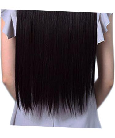 Beatifufu Piece Long Straight Hair Wig Hair Extensions Clip in Human Hair Dark Brown Hair Extensions Jet Black Wig Women Hair Extensions Natural Hair Accessories Miss High Temperature Wire 80X15CM Black - Buy Online on GoSupps.com