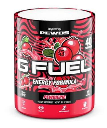 G Fuel PewDiePie Lingonberry Energy Powder 9.8 oz Tub - 40 Servings | Natural Energy and Focus Supplement - Buy Online on GoSupps.com