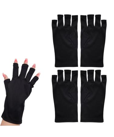 UCUNJIA 2 Pairs of Anti-UV Nail Gloves Fingerless Gloves for Women Anti-UV Gloves Manicure Gloves for Women Professional Anti-UV Manicure Gloves