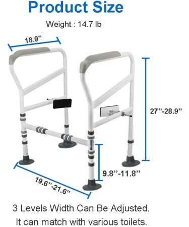 Foldable Toilet Safety Frame for Elderly | Adjustable Height | 330 Ib Capacity | Non-Slip Mat | Easy Assembly - Buy Online on GoSupps.com