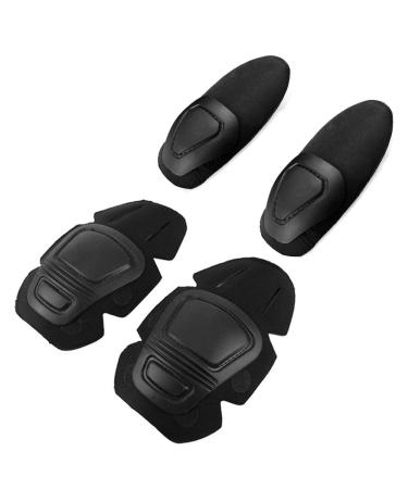 FIRECLUB Tactical Protective G3 Combat 2 Knee Pads and 2 Elbow Pads for Military Airsoft Hunting Clothing/Pants (Black)