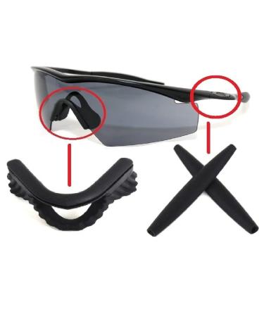 Galaxy Nose Pads Rubber Kits For Oakley M Frame Heater/Strike/Sweep/Hybrid Black Nose Pad + Ear Sock Black