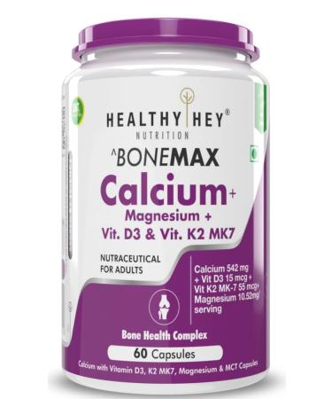 Vegan Calcium with Magnesium Vitamin D3 & Vitamin K2- Mk7 - BoneMax - Bone Health Complex - 60 Vegetable Capsules