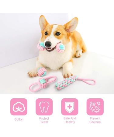 Buy An Verse Dog Toy Rope Set - 4 Durable Interactive Toys for Small & Medium Puppies | Natural Cotton Pink - Buy Online on GoSupps.com
