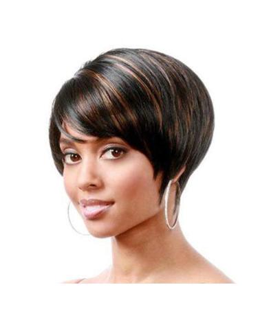 Fleurapance short-haired wig for women natural bob style heat-resistant smooth wavy art hair such as real hair mixed ombre tones