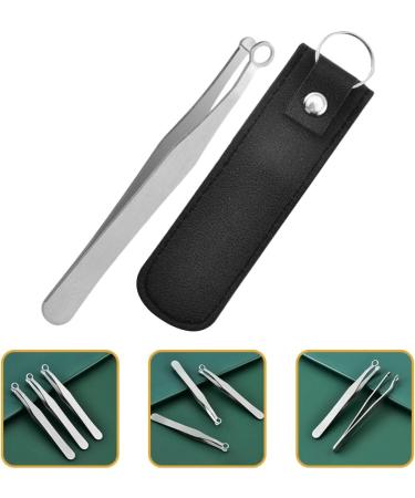 Minkissy Universal Nose Hair Cutter & Eyebrow Tweezers - Stainless Steel Round Head Leather Cover - Perfect Trimmer for Men & Women - Black - Buy Online on GoSupps.com