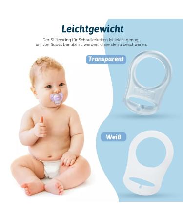 Buy TSTFADAC Silicone Button Ring 2-Piece Pacifier Adapter & Chain | Silicone Baby Dummy Holder Clip | Best Silicone Pacifier Ring for Moms (White) - Buy Online on GoSupps.com