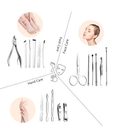 UOWGA 17 Piece Manicure Pedicure Set - Stainless Steel Nail Grooming Tools Kit with Cuticle Remover and Travel Case - Ideal Gift for Men/Women - Buy Online on GoSupps.com