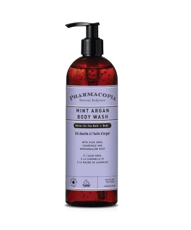 Pharmacopia Mint Argan Body Wash   Moisturizing Shower Gel with Natural & Organic Ingredients   Vegan Bodywash for Men & Women  16 oz