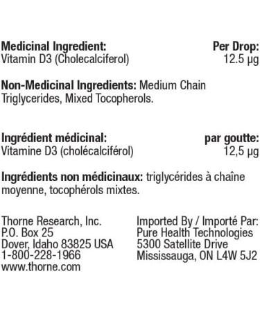 Thorne Vitamin D Liquid (Metered Dispenser) - Supplement for Healthy Bones and Muscles - 1 Fl Oz (30 mL) - Buy Online on GoSupps.com