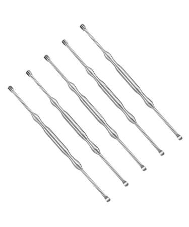 Hemoton 5pcs Ear Cleaners Stainless Steel Set Metal Ear Pick Wax Curette Ear Wax Removal Stainless Steel Earpick Earwax Removal Earpick Set Ear Spoon Earplugs Silver Visible Detergent