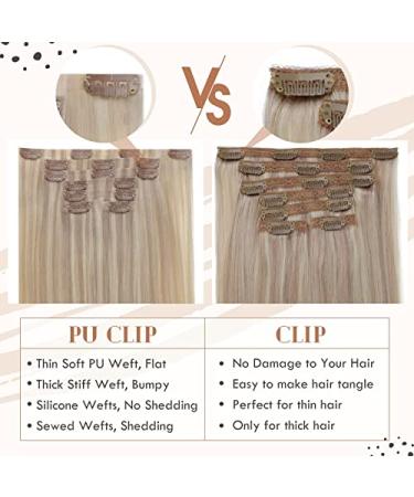 Buy 16 Ash Blonde Clip-in Hair Extensions - Real Remy Human Hair 7pcs Perfect for Mother's Day Seamless PU Clips - Buy Online on GoSupps.com