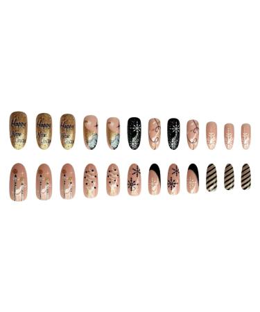 Christmas Press on Nails Almond Square Glues on Nails Full Cover Fake Nails Acrylic False Nails for Women Nail Designs