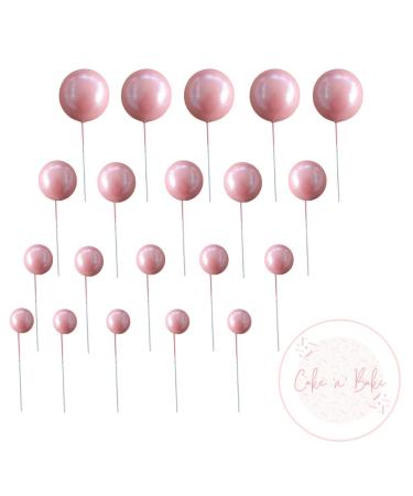 Faux Coloured Polystrene Cake Topper Ball Spheres - Pack of 20 (Pink Shimmer)