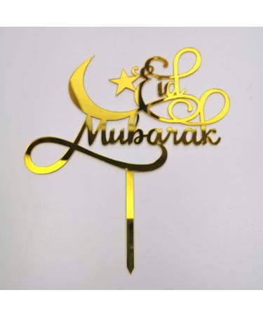 Mubarak Eid Cake Topper - Large - Crescent Moon Star - Eid Baking Decorations (Gold) - Buy Online on GoSupps.com