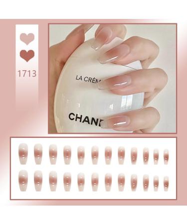 24Pcs/Set Press On Nails Mid Length ballet European and American style ice penetrating nude powder blusher False Nails Acrylic Fake Nails Full Cover Artificial Press on nails for Women and Girls - Buy Online on GoSupps.com