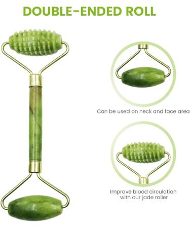 4-Piece Jade Roller & Gua Sha Massage Kit - Face & Neck Smoothing Tool for Eye Swelling Relief | Green Jade Massage Set - Buy Online on GoSupps.com