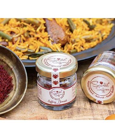 Scarlet Saffron Grade A+ Pure Spanish Saffron Threads - 1g | Best Saffron for Tea, Paella, Rice, Desserts - No Artificial Additives or Preservatives - Buy Online on GoSupps.com